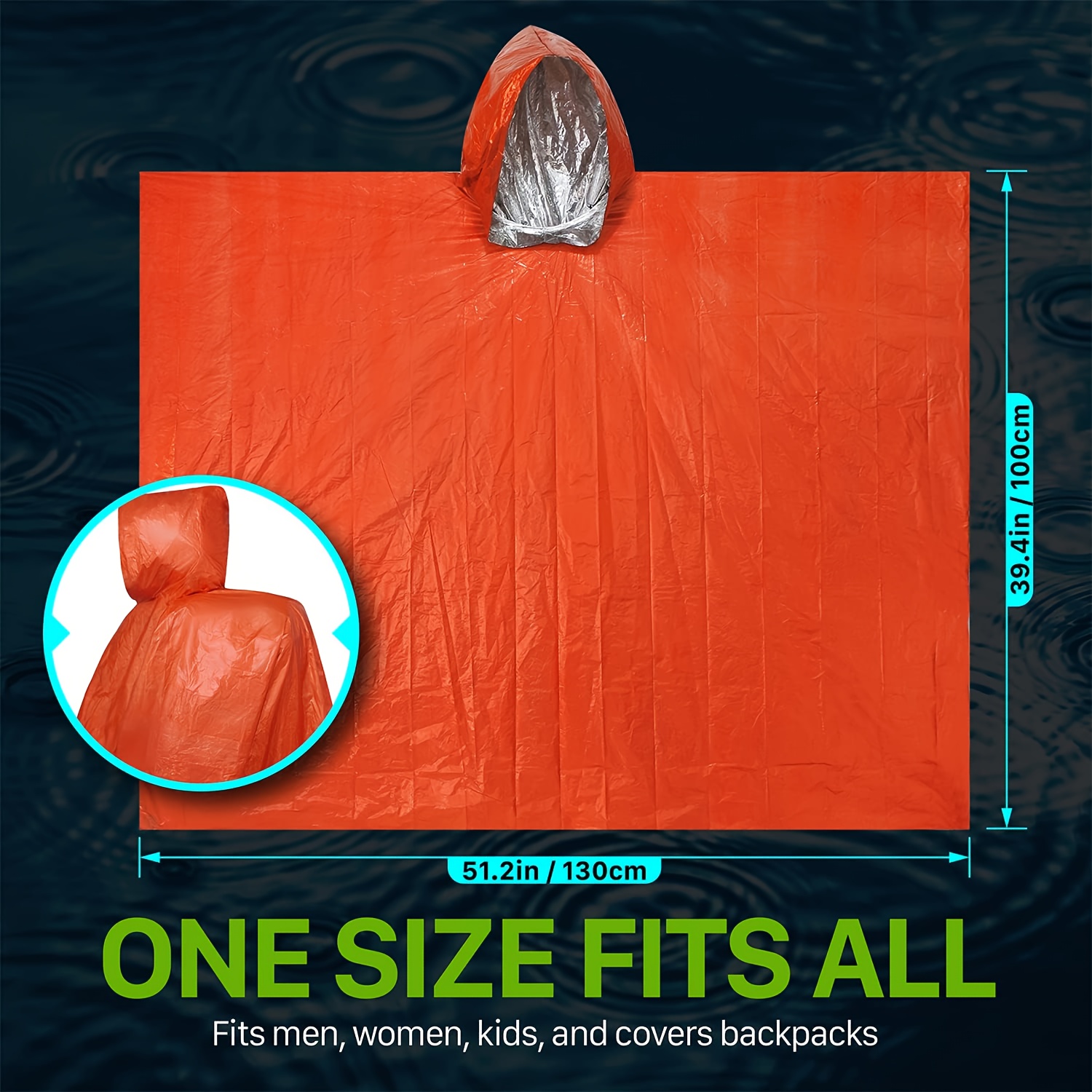 Emergency Survival Rain Poncho - Survival Blanket Reflective 评论和价格